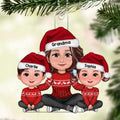 Grandma Grandkids Sitting Embracing Crossed Legs Personalized Acrylic Ornament