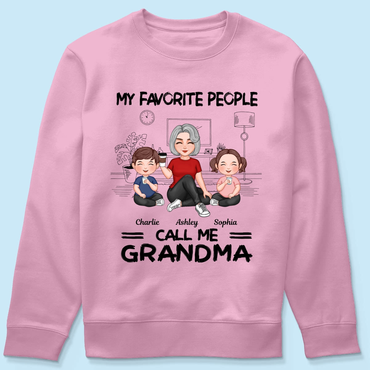 Grandma Grandkids Sitting Favorite People Call Me Grandma Personalized Shirt