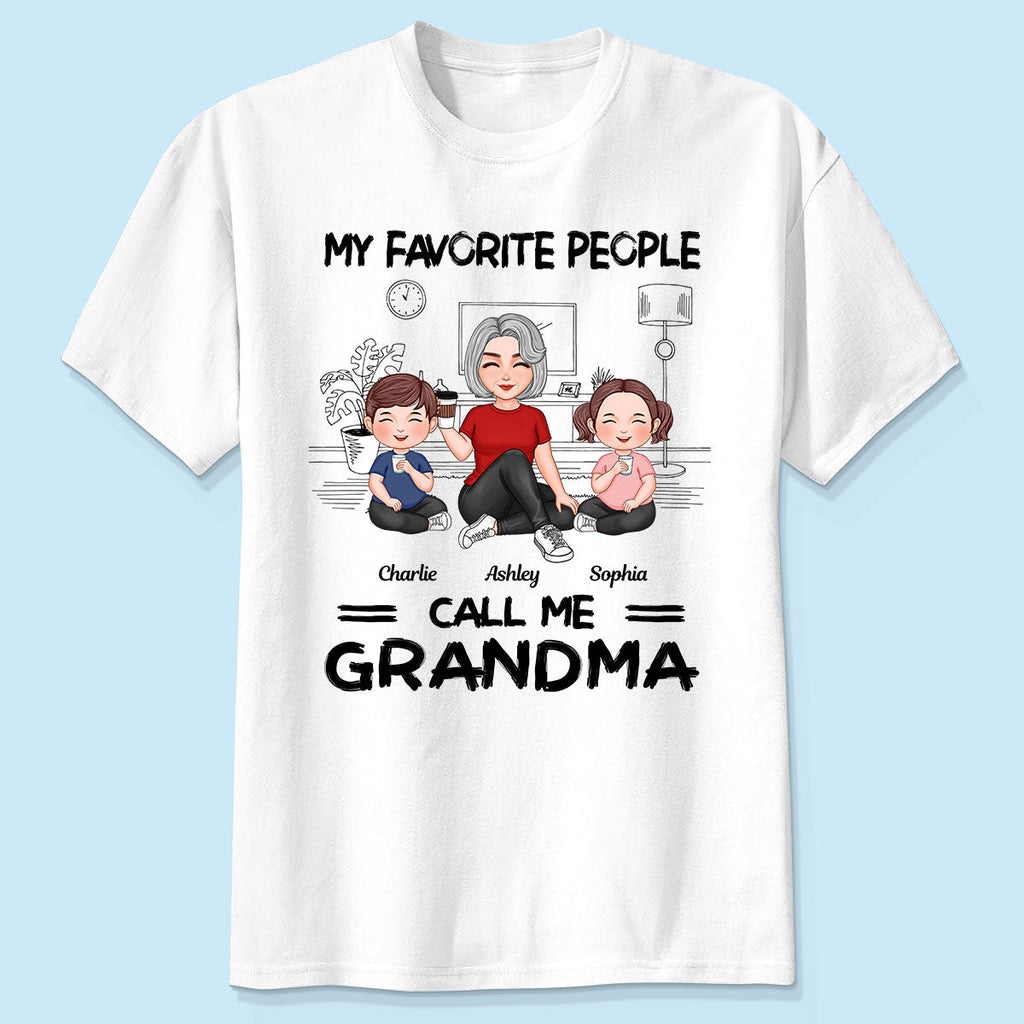 Grandma Grandkids Sitting Favorite People Call Me Grandma Personalized Shirt